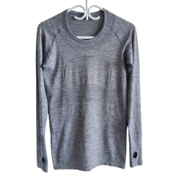 Lululemon Heathered Slate Swiftly Tech Long Sleeve Top Size 8 - Picture 1 of 9